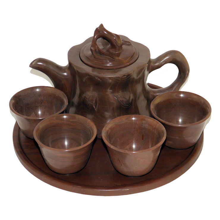 木鱼石茶具 整套紫檀功夫茶具 套装树桩壶 中秋过年送礼