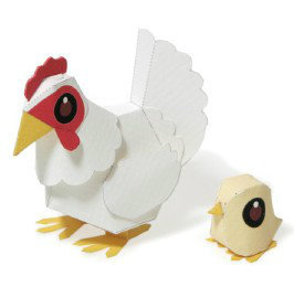diy手工益智剪纸折纸儿童玩具 仿真动物 小鸡 3d立体拼装纸模型