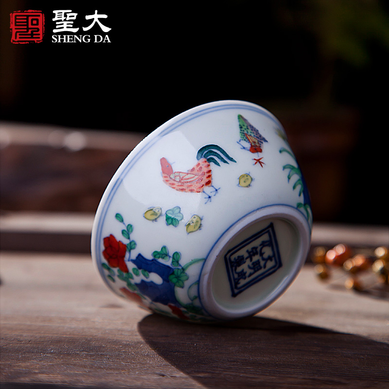 圣大仿古大明成化斗彩鸡缸杯景德镇陶瓷茶具茶杯手绘主人杯品茗杯