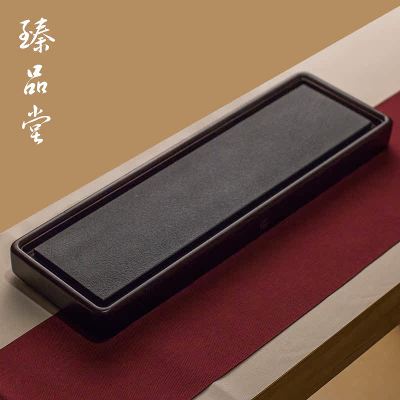 黑檀木茶盘 实木乌金石功夫简约小号长方形茶海 干泡排水日式茶台