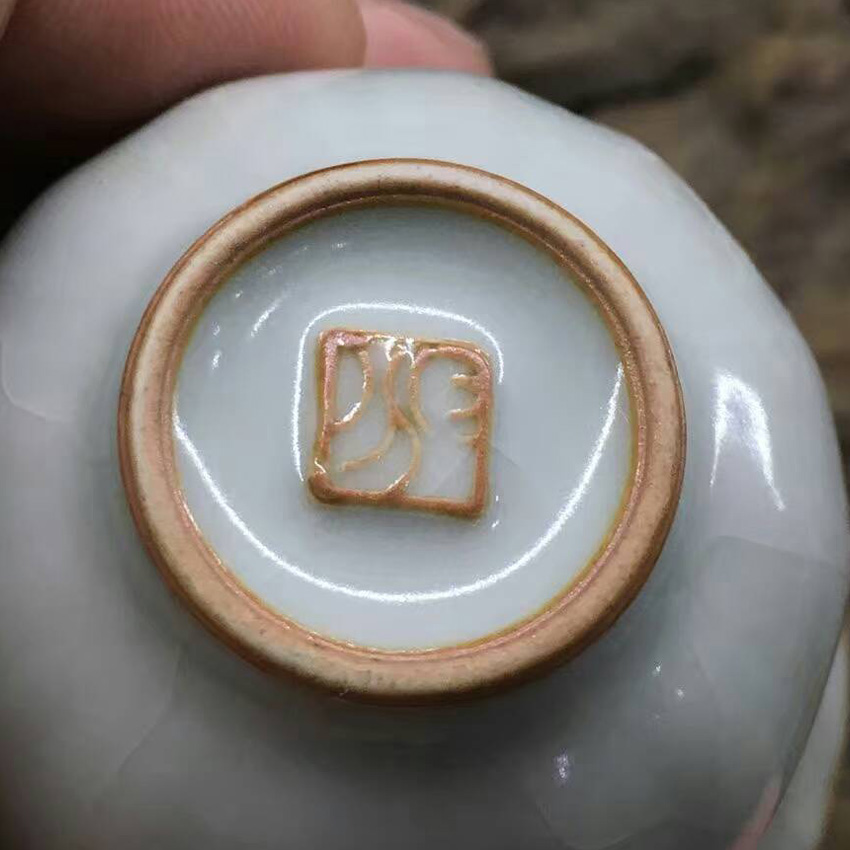 分寸汝窑 花神杯 天青开片汝瓷茶杯品杯个人杯 非柏采问鼎晓芳