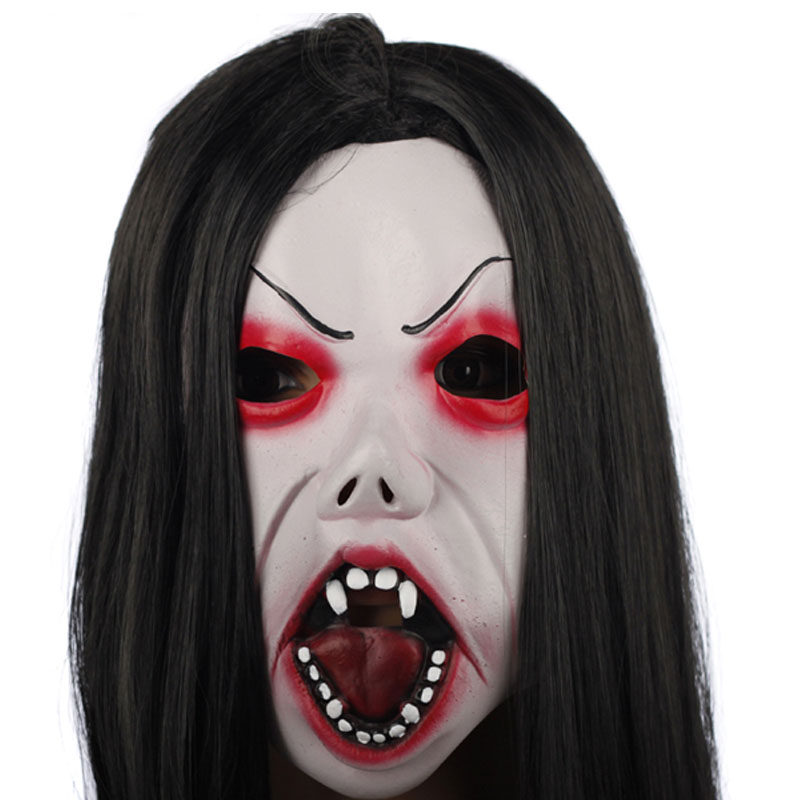万圣节面具成人僵尸恶魔恐怖鬼脸带发鬼整人恐怖头套乳胶头套魔鬼