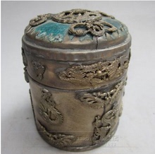 仿古玩收藏纯铜黄铜烟丝筒烟丝盒饰品茶叶盒龙凤旱烟叶全铜烟丝罐