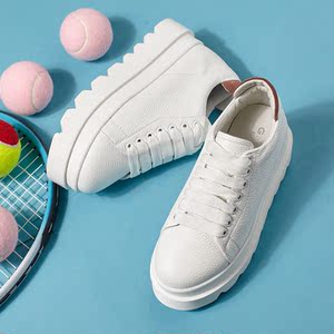 韩版百搭系带松糕底小白鞋