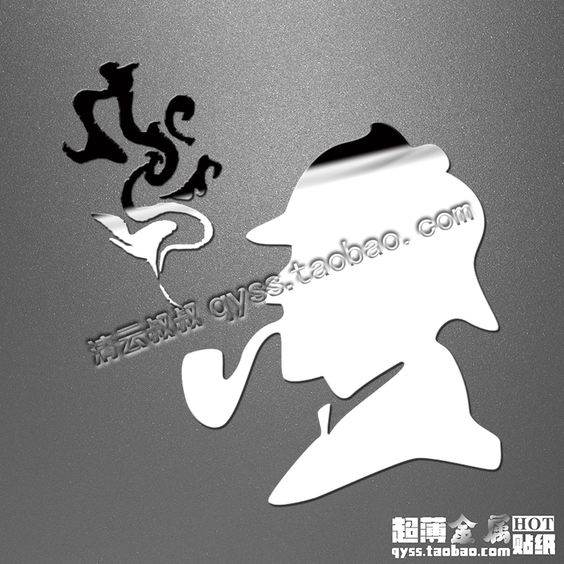 神探夏洛克·福尔摩斯约翰热播美剧logo标志手机笔记本超薄金属贴