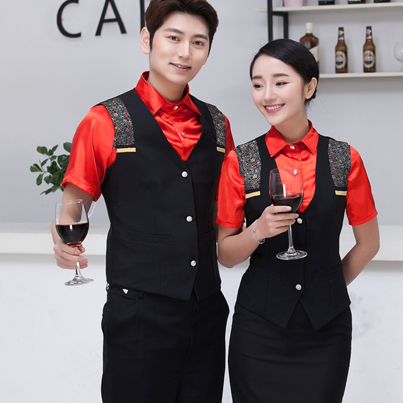 夜场酒吧ktv工作服马甲酒店ktv服务员工作服马甲男女短袖套装春夏