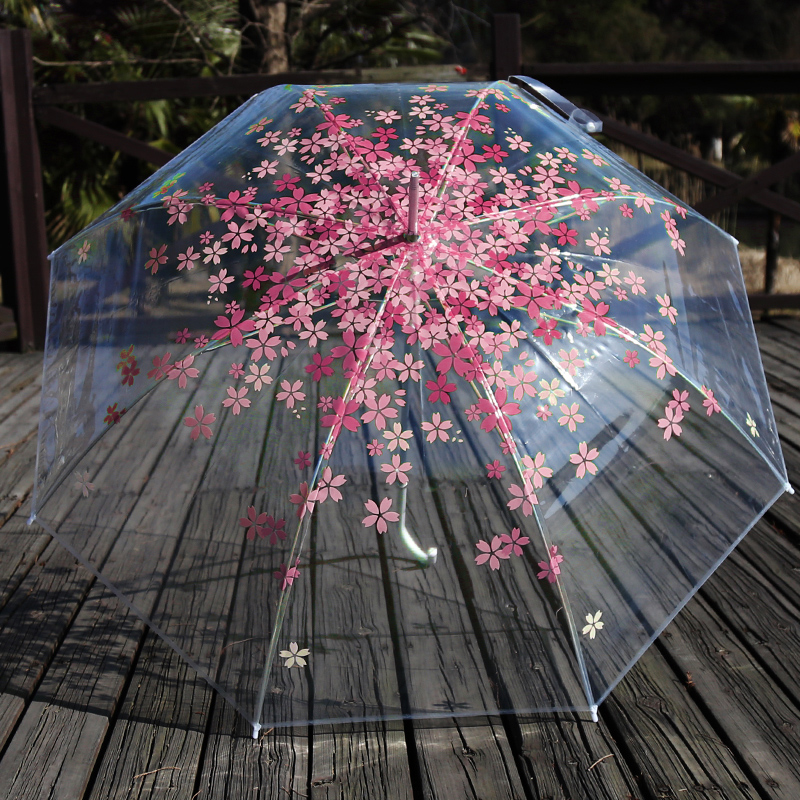 查看淘宝樱花伞创意透明雨伞女长柄伞加厚韩国公主伞小清新学生自动直