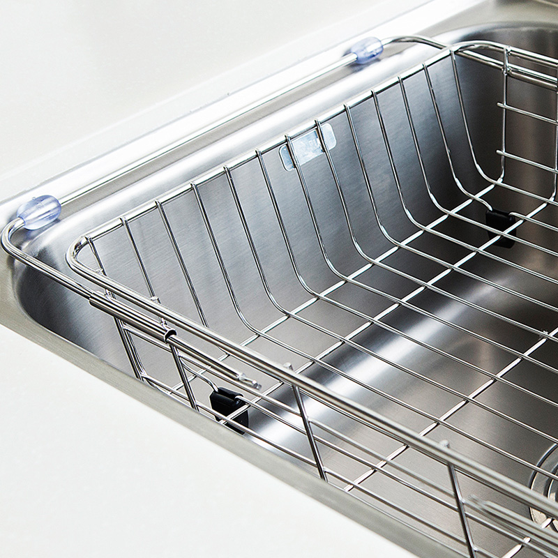 不锈钢水槽可伸缩沥水篮洗菜篮 厨房水槽篮子 水池 沥水架碗碟架