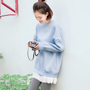 冬季韩版假两件加绒卫衣