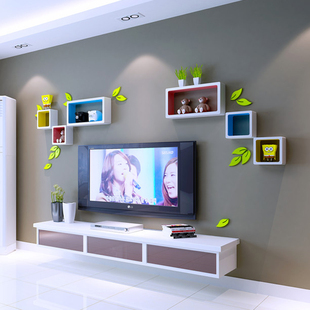 创意格子电视背景墙装饰架客厅沙发卧室烤漆墙上隔板置物架壁挂架