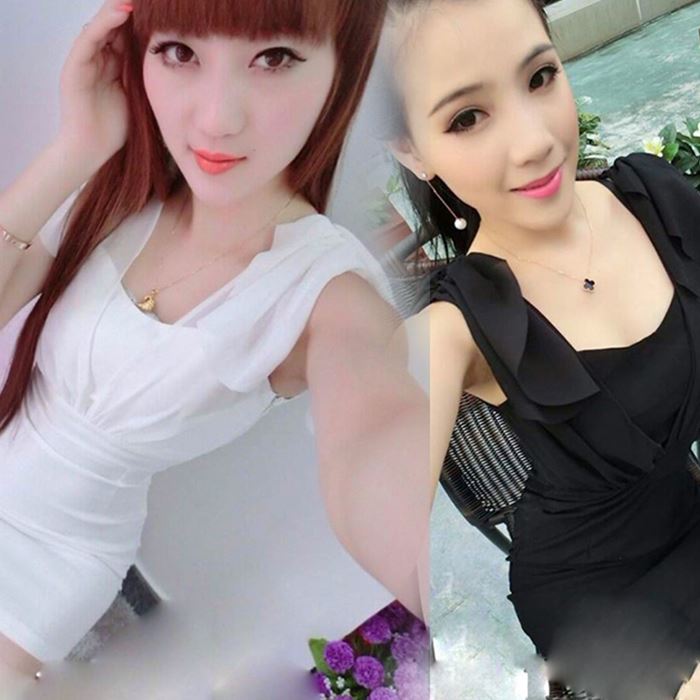 2017夏季新款夜店性感女装低胸荷叶边短袖紧身包臀拼接超短连衣裙