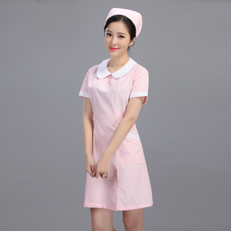 新款护士服短袖女夏装薄款白粉蓝色长袖美容师白大褂药店工作服装