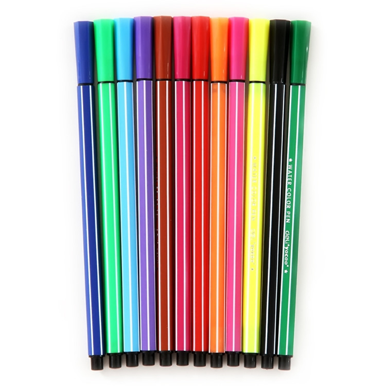 得力7065 可洗水彩笔 12色 环保可洗耐用 六角笔杆 颜色绚丽
