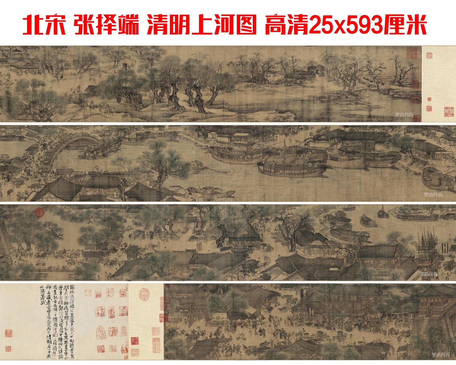 张择端高清清明上河图画心25x593cm装饰画 艺术微喷 中国传世名画