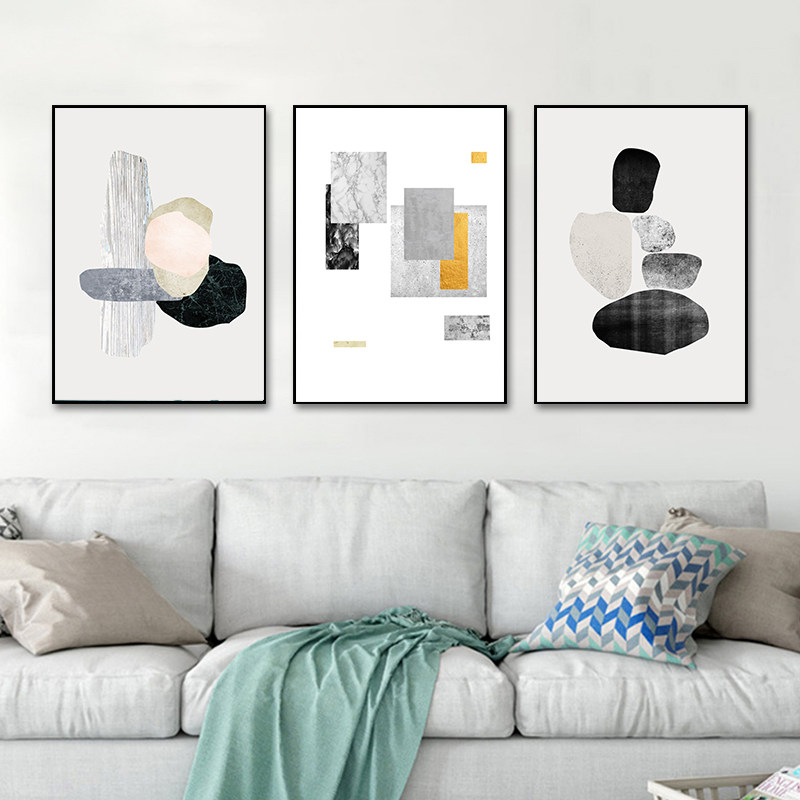 北欧风格现代简约装饰画抽象几何图形挂画墙画色块壁画酒店玄关