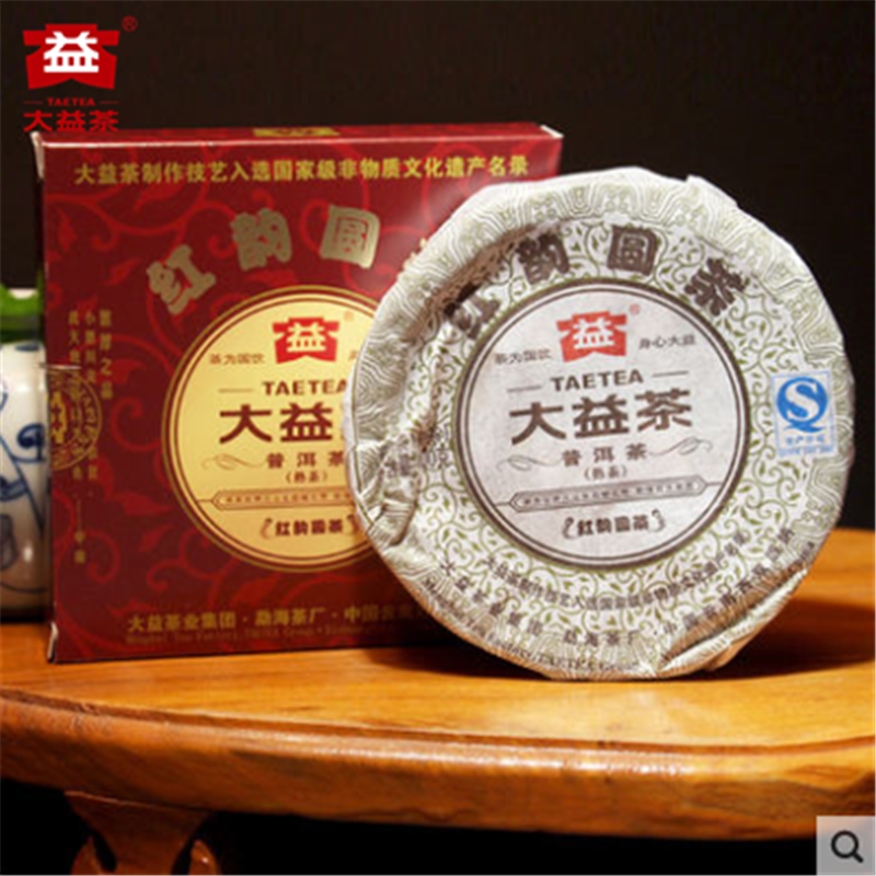 大益茶 普洱茶熟茶 红韵圆茶-201批 七子饼茶 500g 旗舰店正品