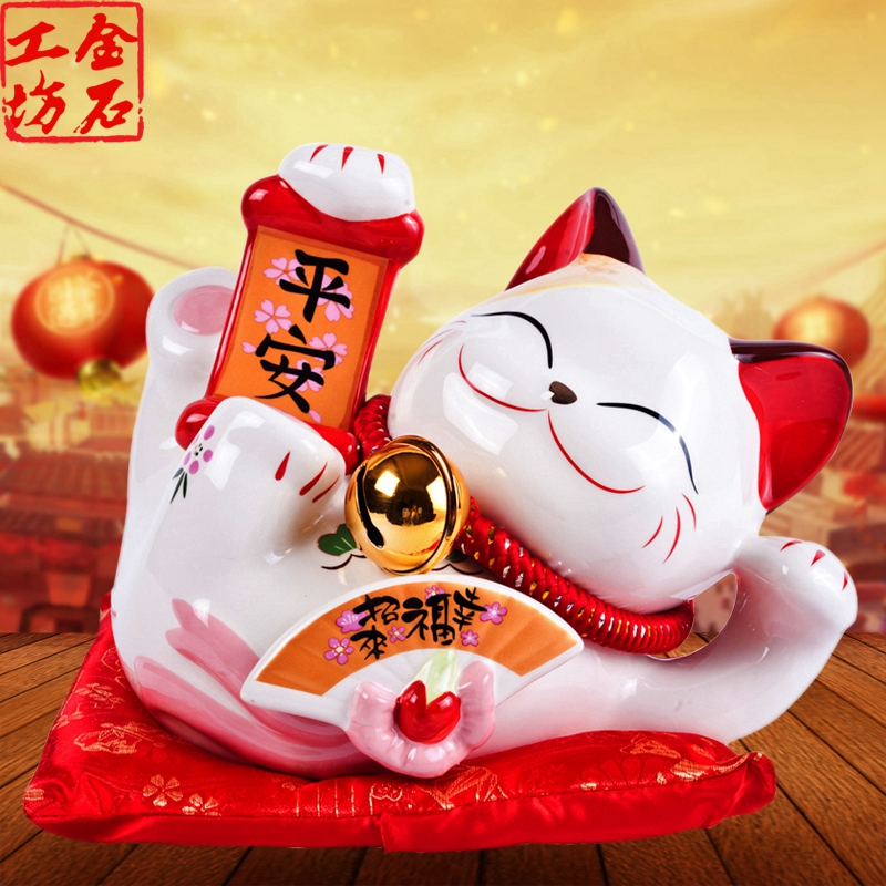 金石工坊情侣对猫招财猫摆件 创意实用结婚礼品陶瓷存钱罐储蓄罐