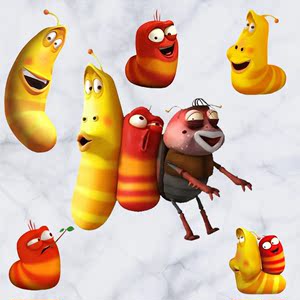 larva爆笑虫子 红黄臭屁虫 韩国动画墙贴卡通儿童壁画壁纸d095