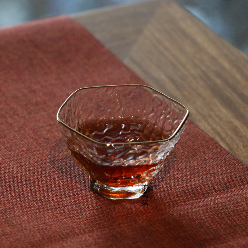 功夫茶主人杯 品茗杯个人杯 水晶锤目纹 玻璃小茶杯 耐热功夫茶具
