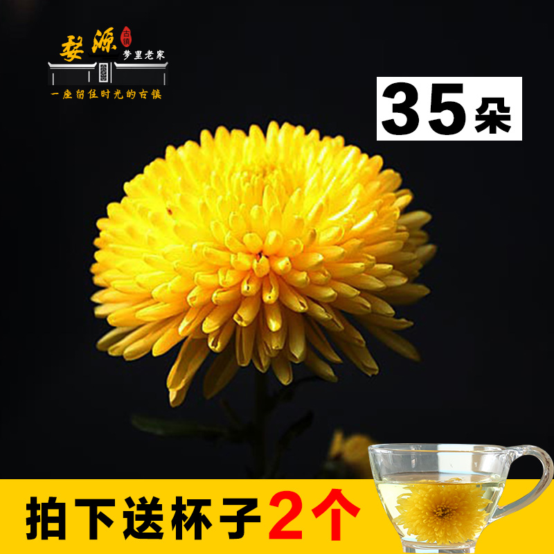 婺源皇菊大菊花茶一朵一杯清热去火罐装特级大朵金丝黄菊降火贡菊