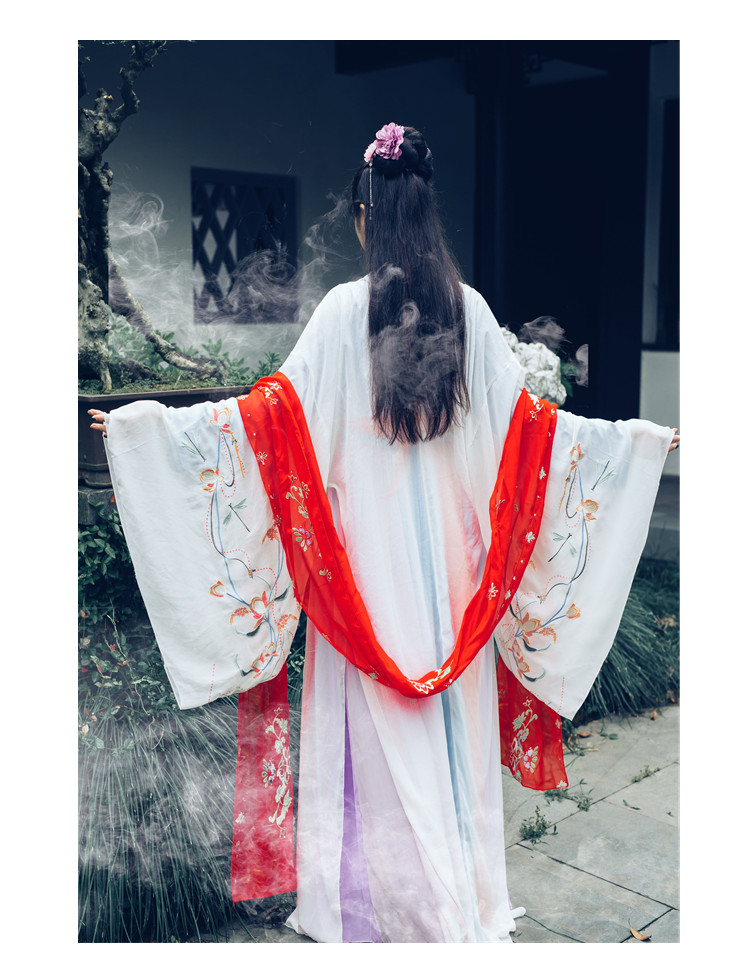 花色日常改良传统汉服齐腰古风款清晰仙女古装夏款对襟襦裙大袖衫
