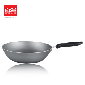 百强铁锅炒锅传统生铁锅不生锈平底锅无涂层燃