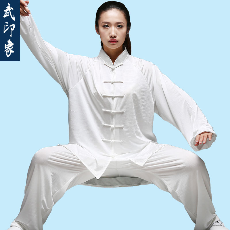 武印象太极服女夏季短袖牛奶丝男太极拳服装中老年武术练功服春秋