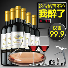 6送大号醒酒器酒杯 干红750ml 进口葡萄酒正品 法国红酒整箱6支装