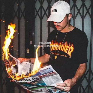 火焰 多色现货 magazine thrasher flame logo tee 红蓝火焰 短袖t恤