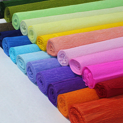 彩色皱纹纸手揉纸diy手工材料 纸花/纸玫瑰/伸缩纸/卷边纸