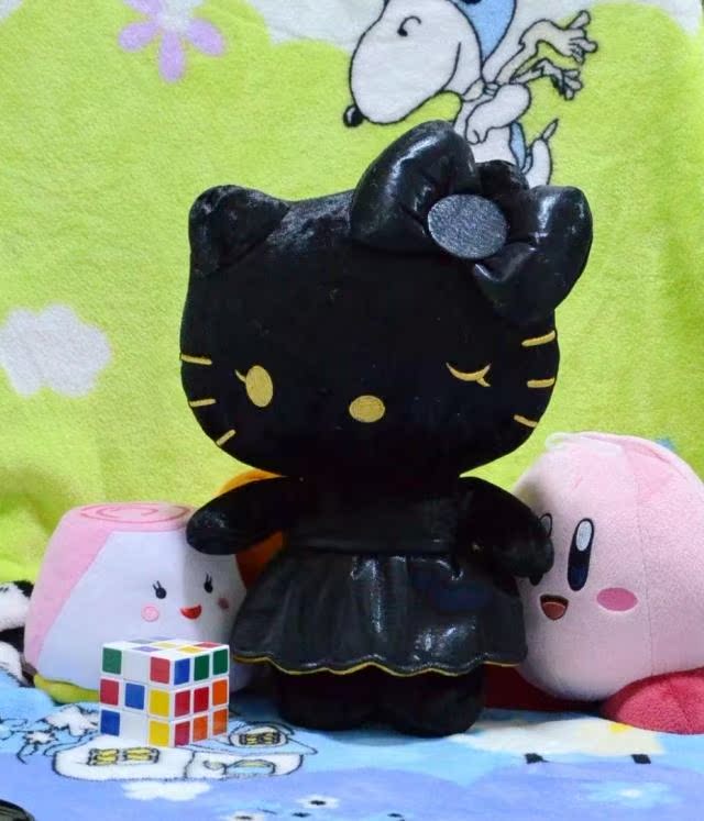 黑色绝版日本三丽欧sanrio hello kitty凯蒂猫咪毛绒公仔玩具