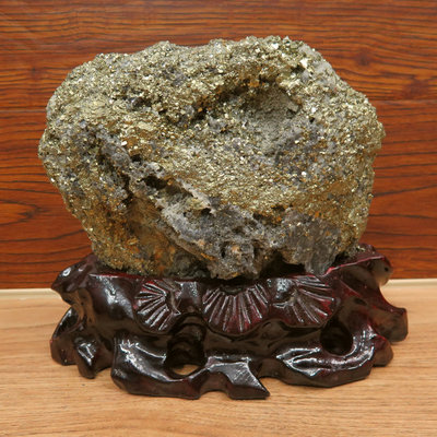 矿物标本矿物晶体金矿石硫铁矿愚人金原石 黄铁矿晶簇摆件4971b