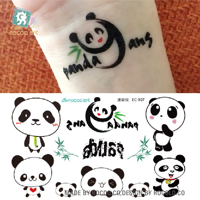 熊猫宝宝panda儿童卡通纹身贴纸小孩模特节日装扮水印