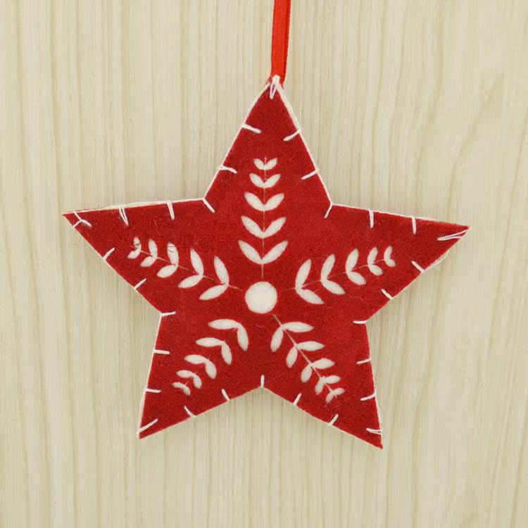 五角星圣诞树装饰品挂件挂饰毛绒布手工创意圣诞节橱窗装饰布置