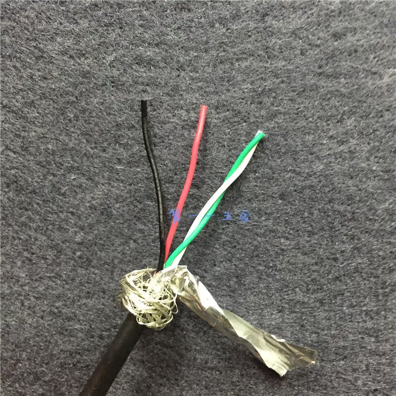 进口电缆 4芯0.2平方 双屏蔽线 外径4.2mm红黑绿白编码器信号线