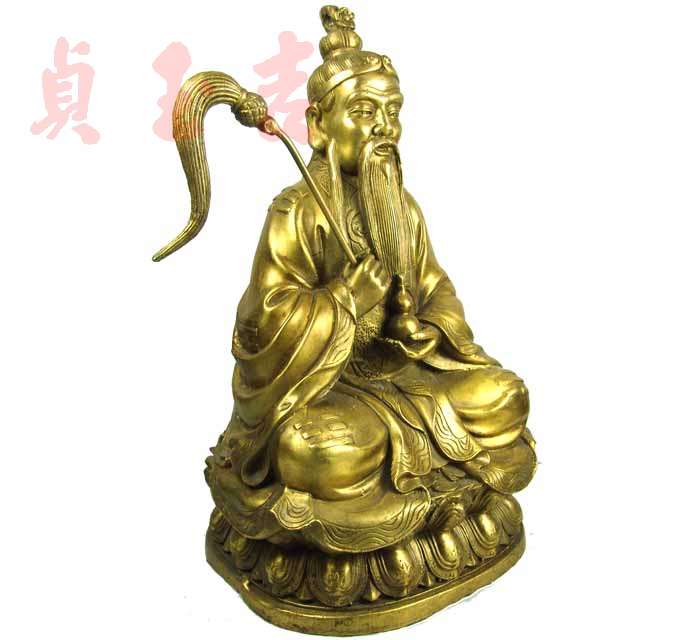 特价开光纯铜太上老君摆件 8寸持拂尘葫芦太上老君像工艺摆设