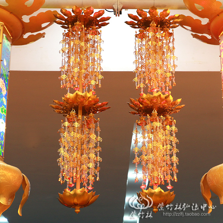 紫竹林 佛教用品供佛装饰供具 双层璎珞灯笼鎏金莲花灯寺院供佛灯