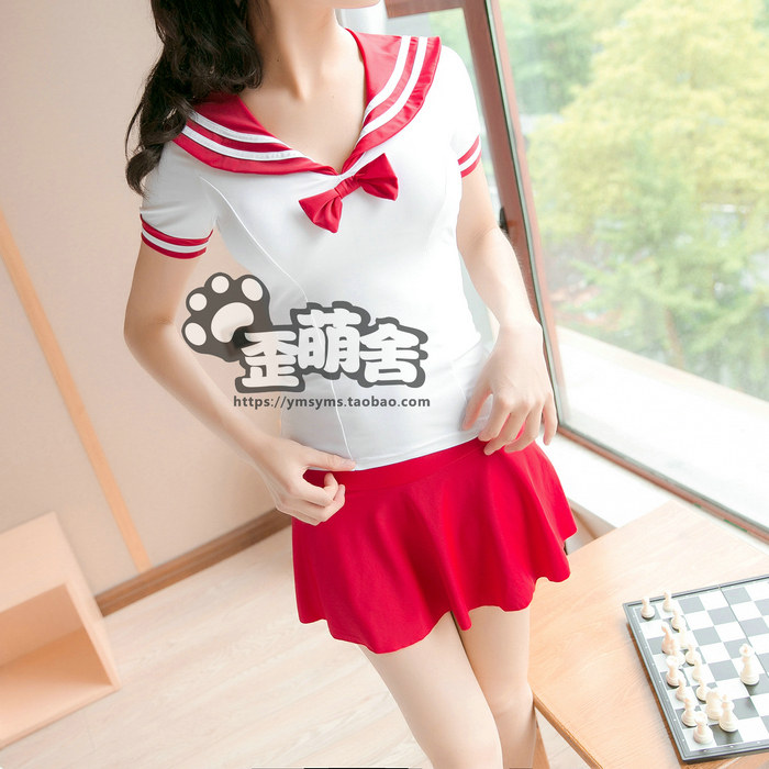 [歪萌舍]原创 元气少女系></p></a>短袖分体裙校园泳衣带胸垫可游泳死库水