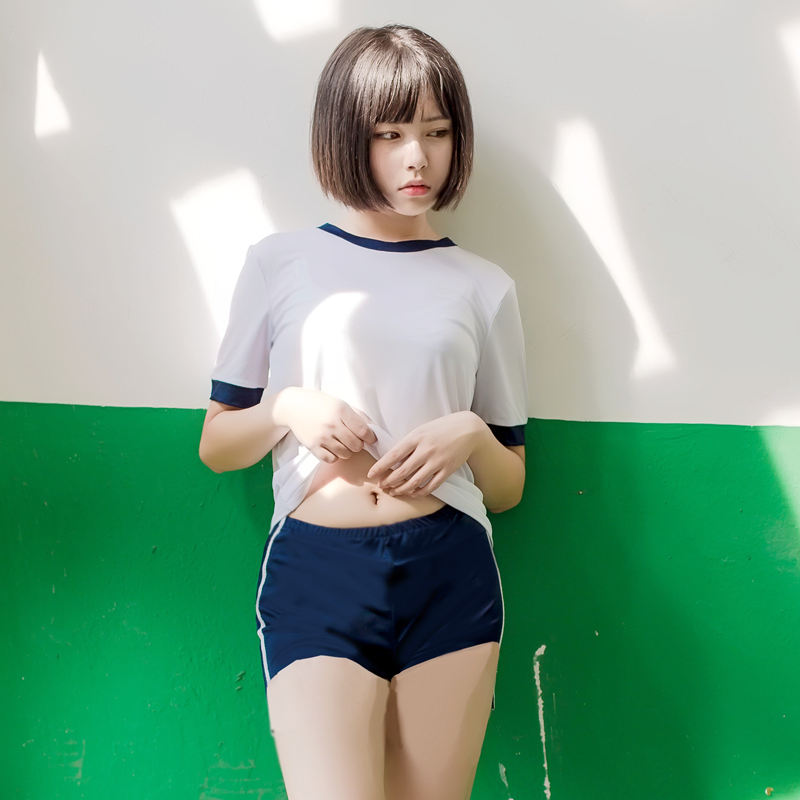 日本系分体泳衣女 少女平角裤保守运动学生死库水遮肚学校游泳装 ￥69