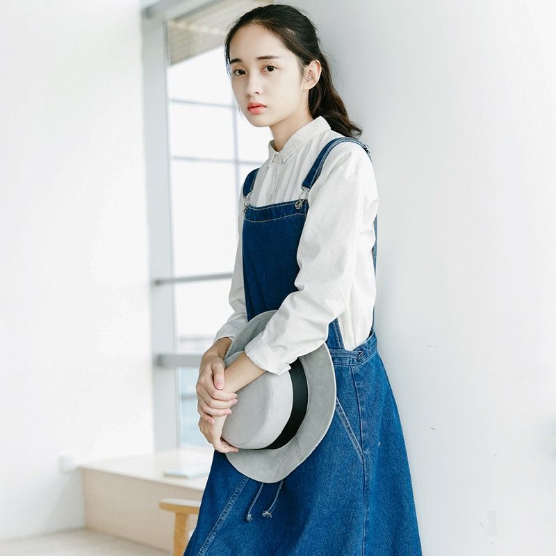 叙旧q5414/遥远星群/文艺宽松印花连衣裙 长袖中长款裙子