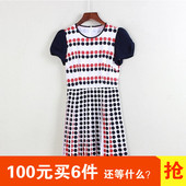 时尚 连衣裙Y1569K 修身 圆领波点套头裙子韩版 欧系列女士春夏新款