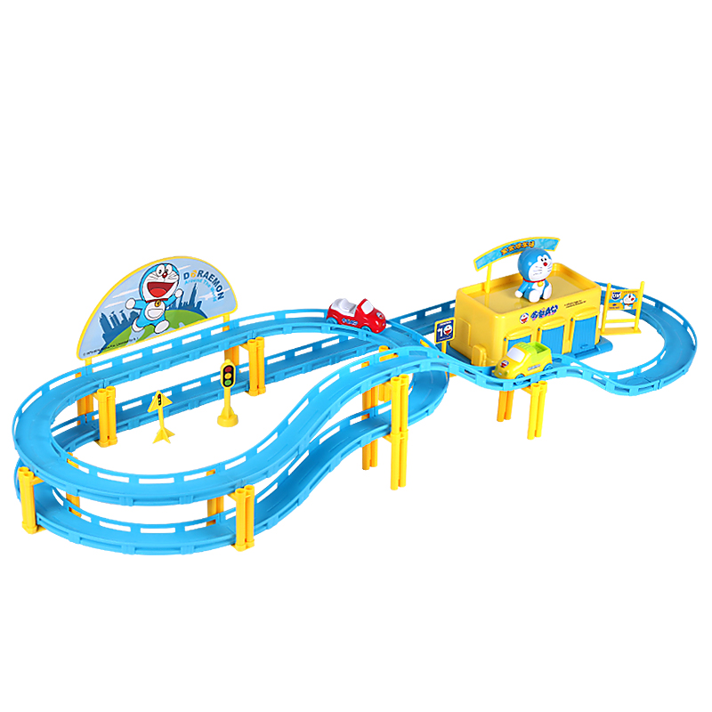 哆啦a梦多功能高速电动轨道车 双层儿童托马斯小火车轨道玩具礼物