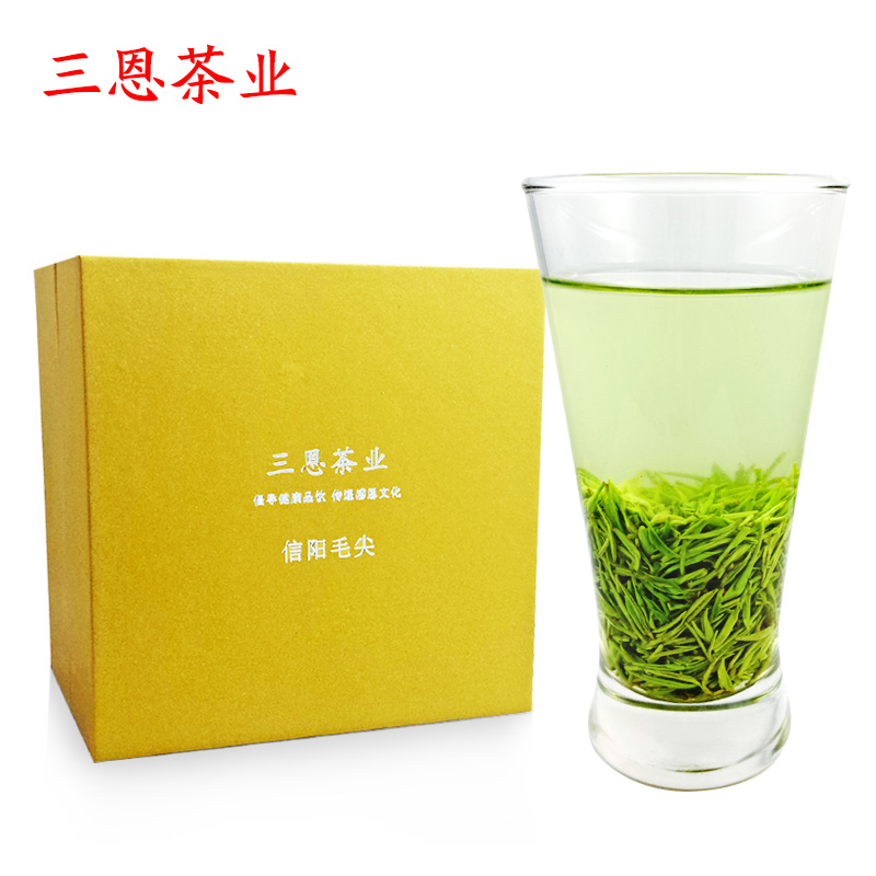 三恩茶叶 绿茶2016新茶 信阳毛尖明前头采嫩芽 独立小泡袋装50克