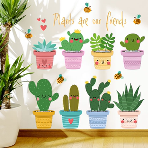 创意田园清新盆栽墙贴
