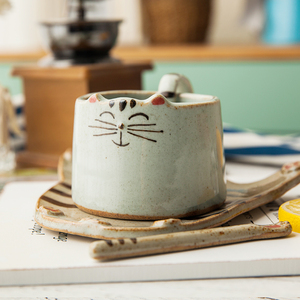 手工日式萌猫陶瓷杯