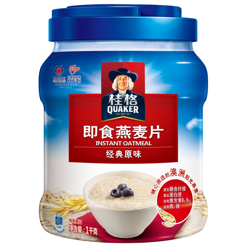 桂格即食 快熟 快煮燕麦片罐装1000g 谷物早餐 健康营养价格