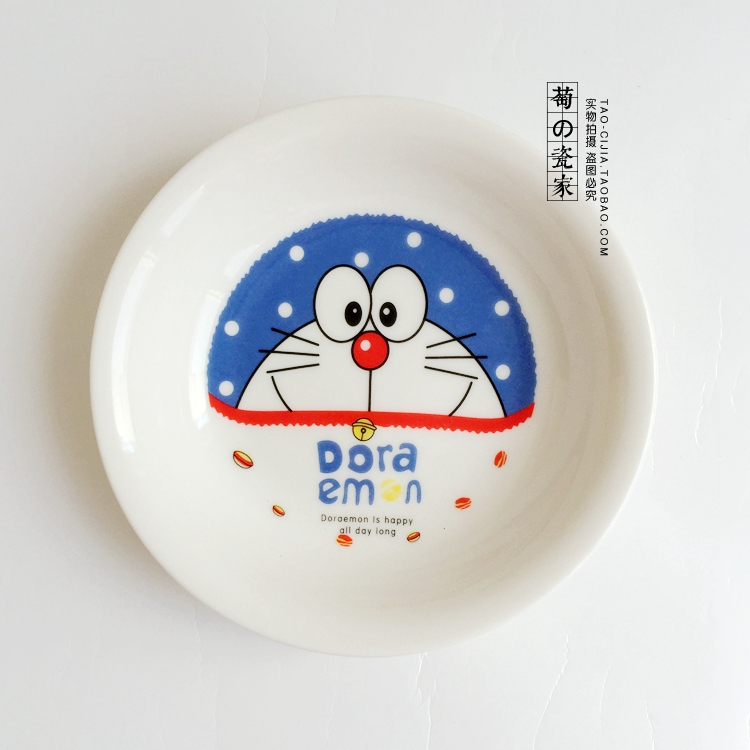 超萌哆啦a梦陶瓷餐盘菜盘深盘 机器猫保鲜筒 汤盅 勺子碟子餐具