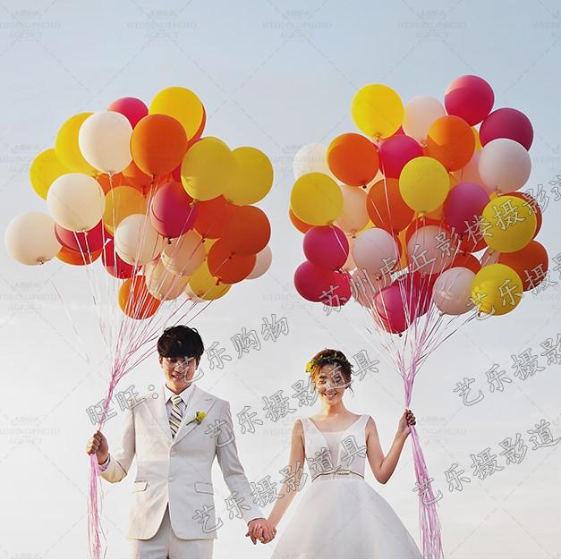 圆形气球 氢气球婚庆装饰节日派对创意影楼婚纱摄影道具婚房布置
