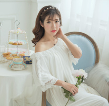 莫代儿睡衣 大码 包邮 家居服 夏款 长睡裙 公主蕾丝短袖 梦希