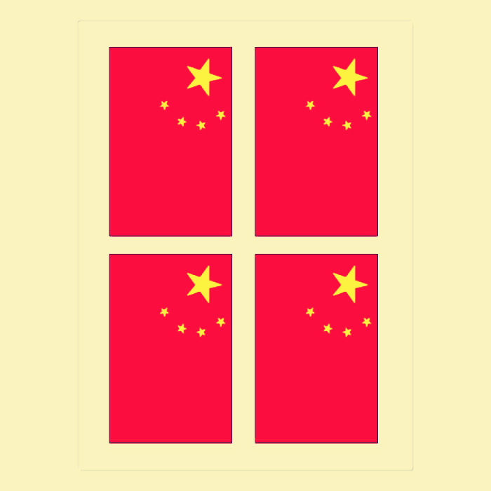 中国国旗不干胶方形脸贴臂贴五角星小国旗贴纸方形pvc